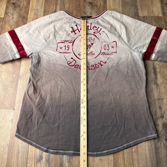 Harley Davidson T-Shirt Womens 2XL Gray Motorcycle Grunge Rock Short Sleeve 5650 - Picture 8 of 10